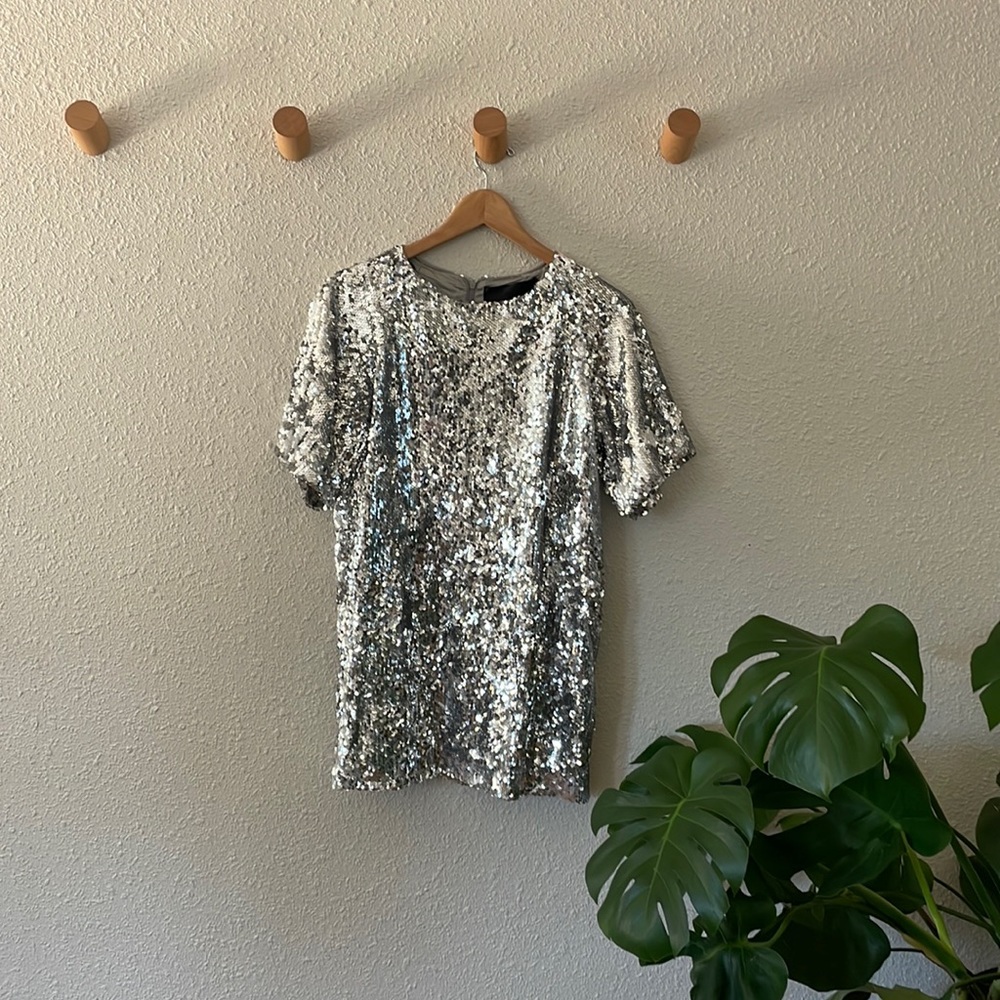 Sequin mini dress from MissGuided. Size 4. Silver sequins!
